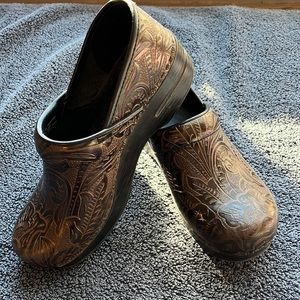 Dansko - Brown tooled Slip On Clog